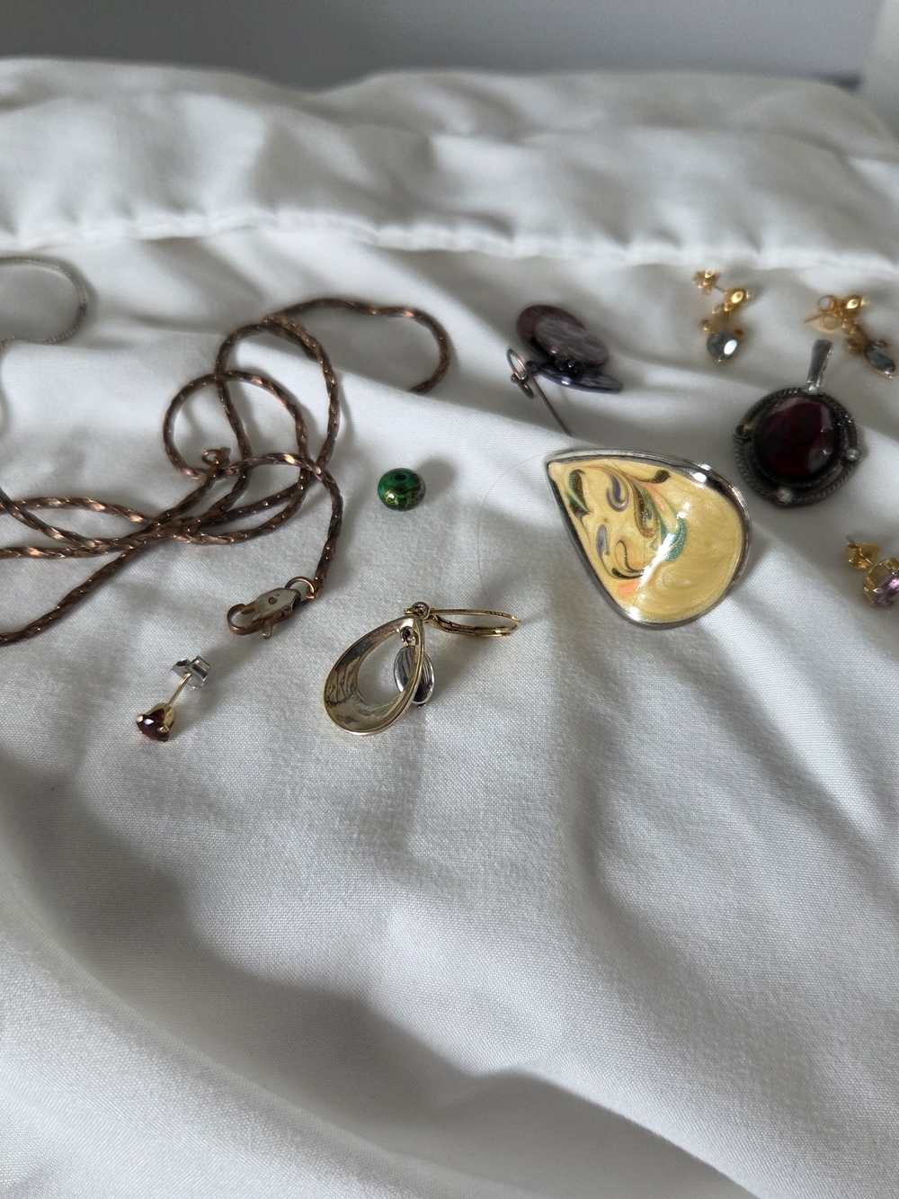 Gold and Silver Teardrop Dangle Earrings - Unbranded